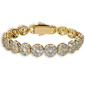 Tennis Bracelet for Women and Men – 14K Gold Plated Brass 10mm Iced Out Cubic Zi